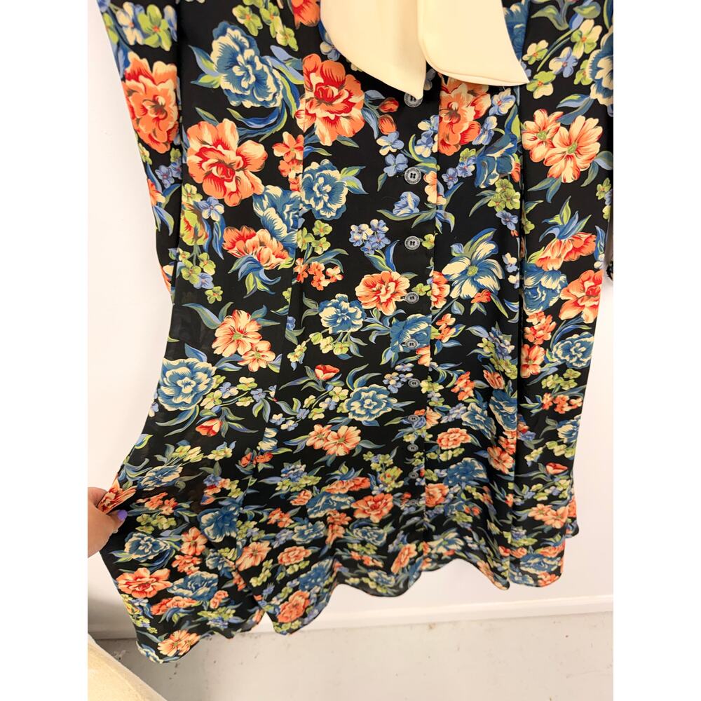VTG Cynthia Rowley GORGEOUS Floral Long Sleeve Dress w/ Tie Bodice SZ 8 EUC - Picture 6 of 11